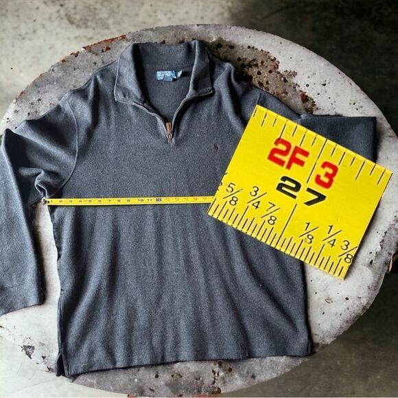 POLO l Men’s Pull Over l Dark Gray Sweater l V-neck l Collar l XXL l EUC - Picture 6 of 11